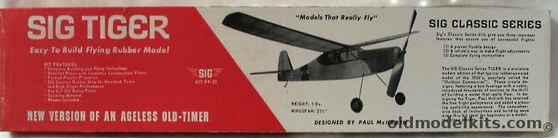 SIG SIG Tiger - 21 inch Wingspan Balsa Flying Model, FF-22 plastic model kit